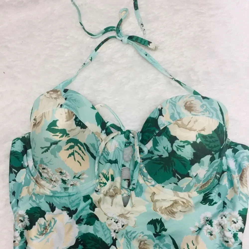High Dive ModCloth One Piece Swim Roses Medium - Picture 3 of 8